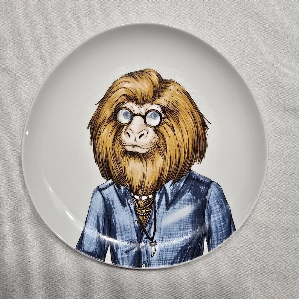 Rachel Kozlowski + West Elm Tamarin Monkey Plate Dapper Animal